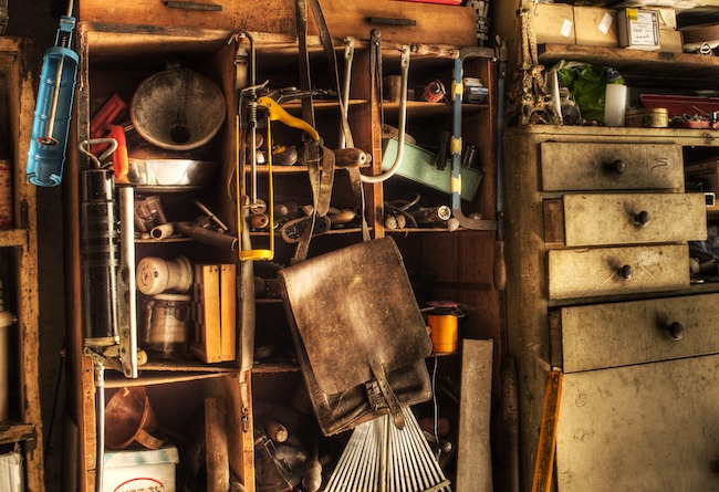 The inside of a hoarder's garage.